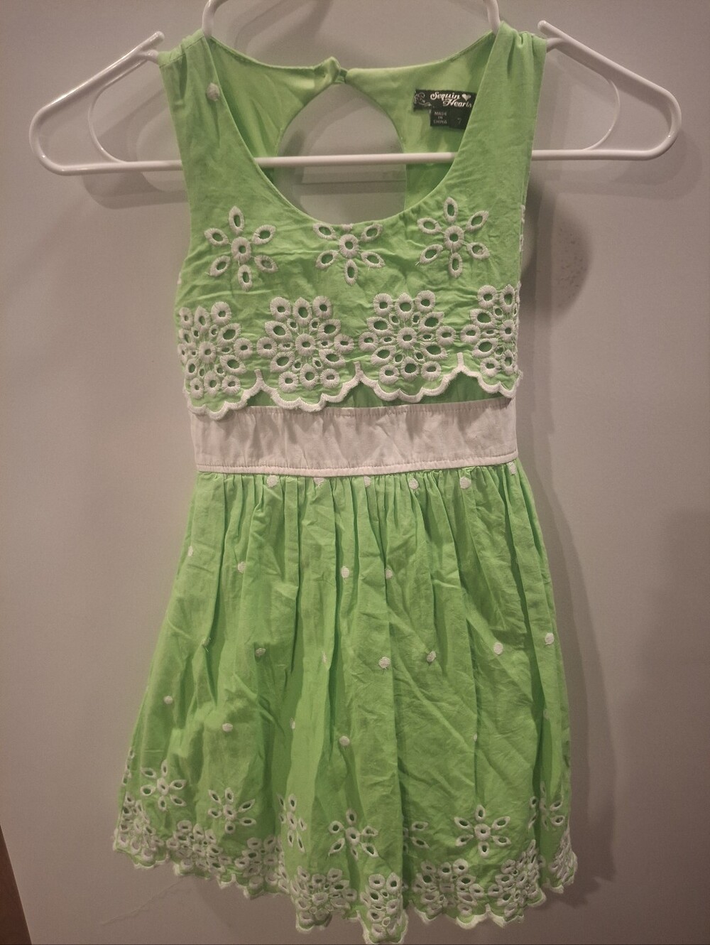 Sequin Hearts Lime Green Eyelet Sundress